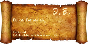Duka Benedek névjegykártya