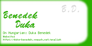 benedek duka business card